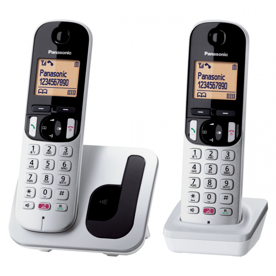 Teléfono inalámbrico Dect Panasonic KX-TGC252SPS, DUO, gris y negro